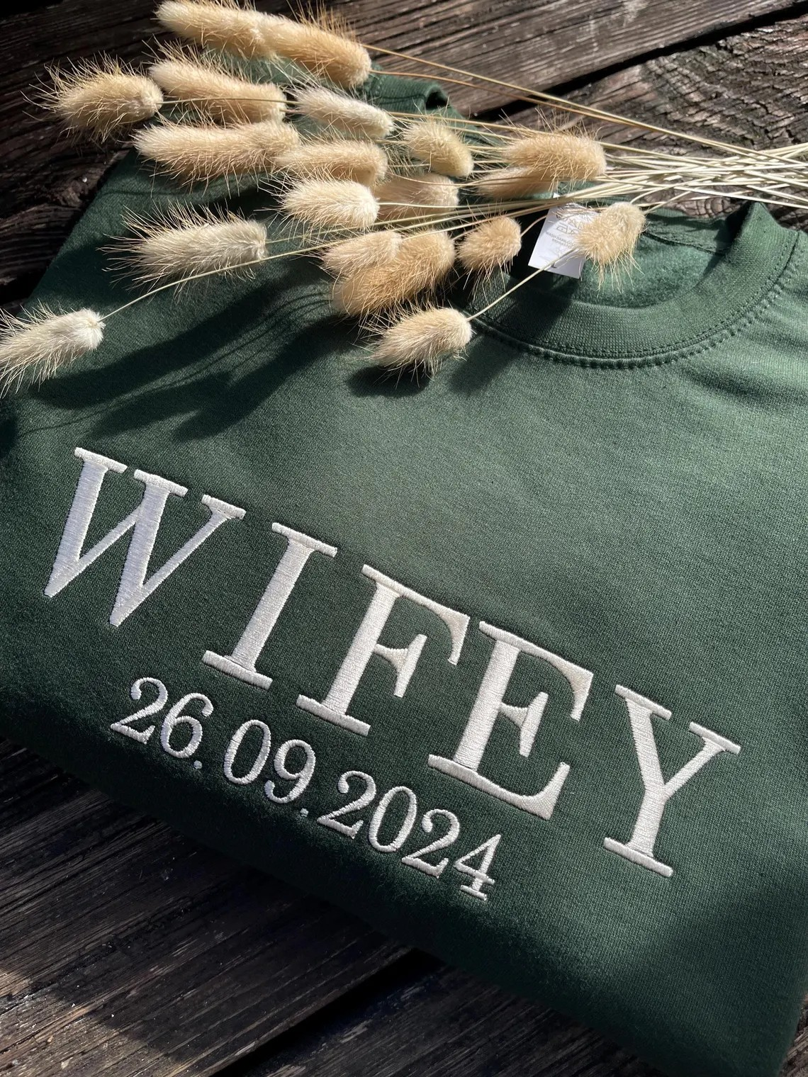 Custom Wifey and Hubby Embroidered Sweatshirt