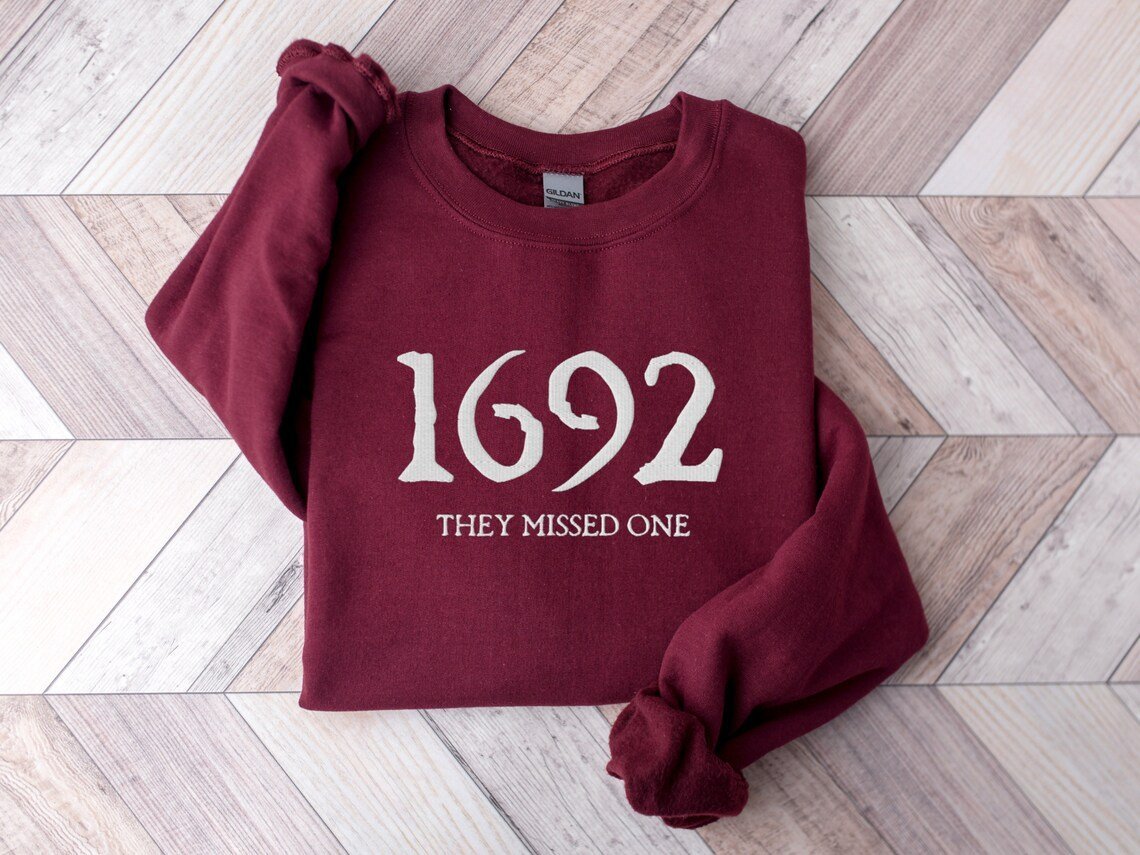 Embroidered 1692 Halloween sweatshirt - Hawkswell Designs