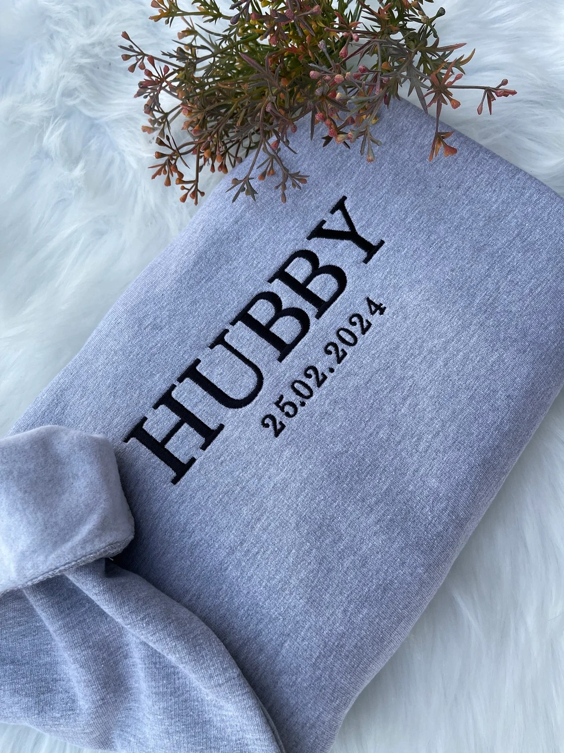 Custom Wifey and Hubby Embroidered Sweatshirt