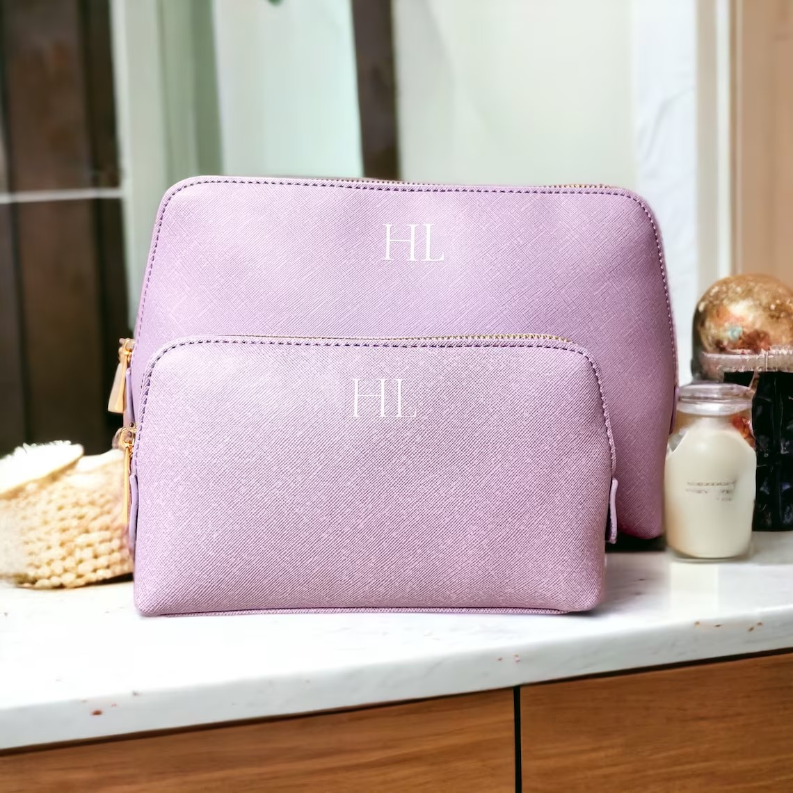 Personalised monogram cosmetic bag