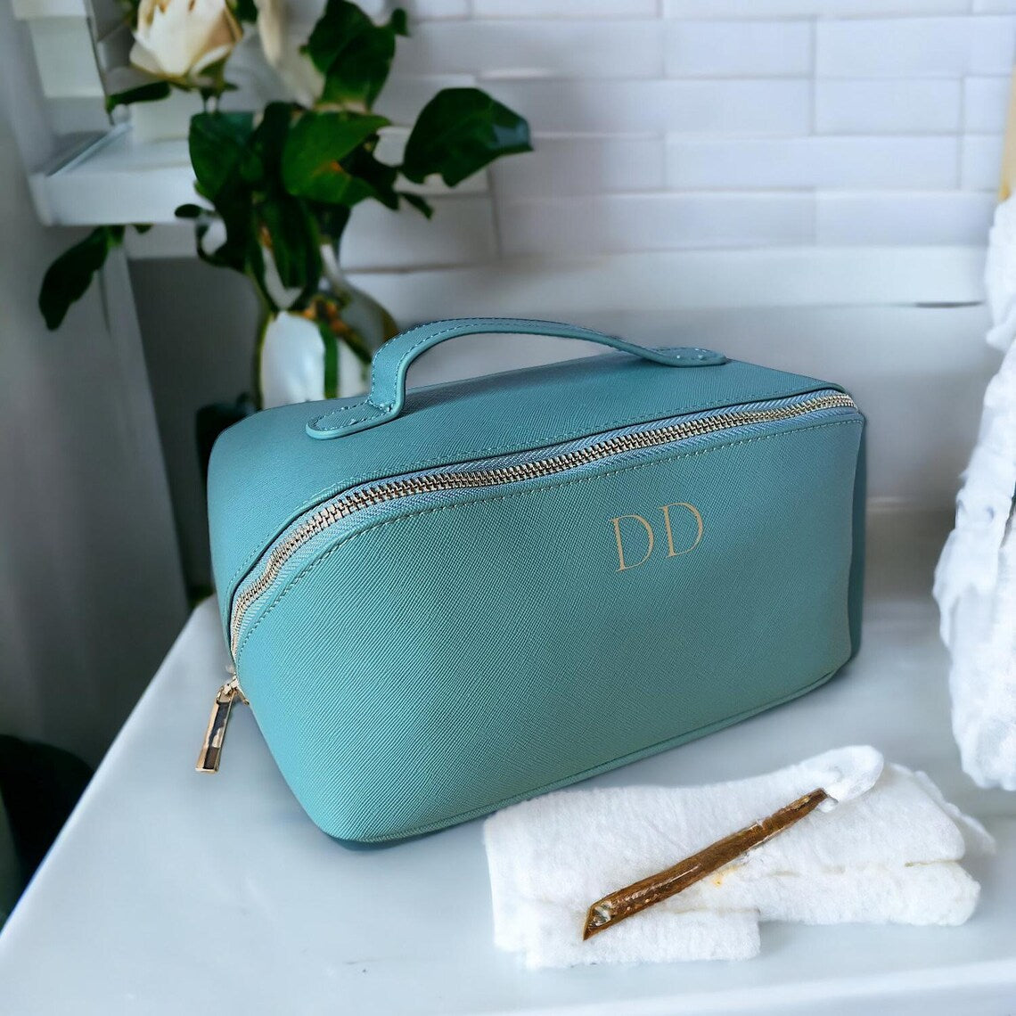 Personalised monogram cosmetic bag