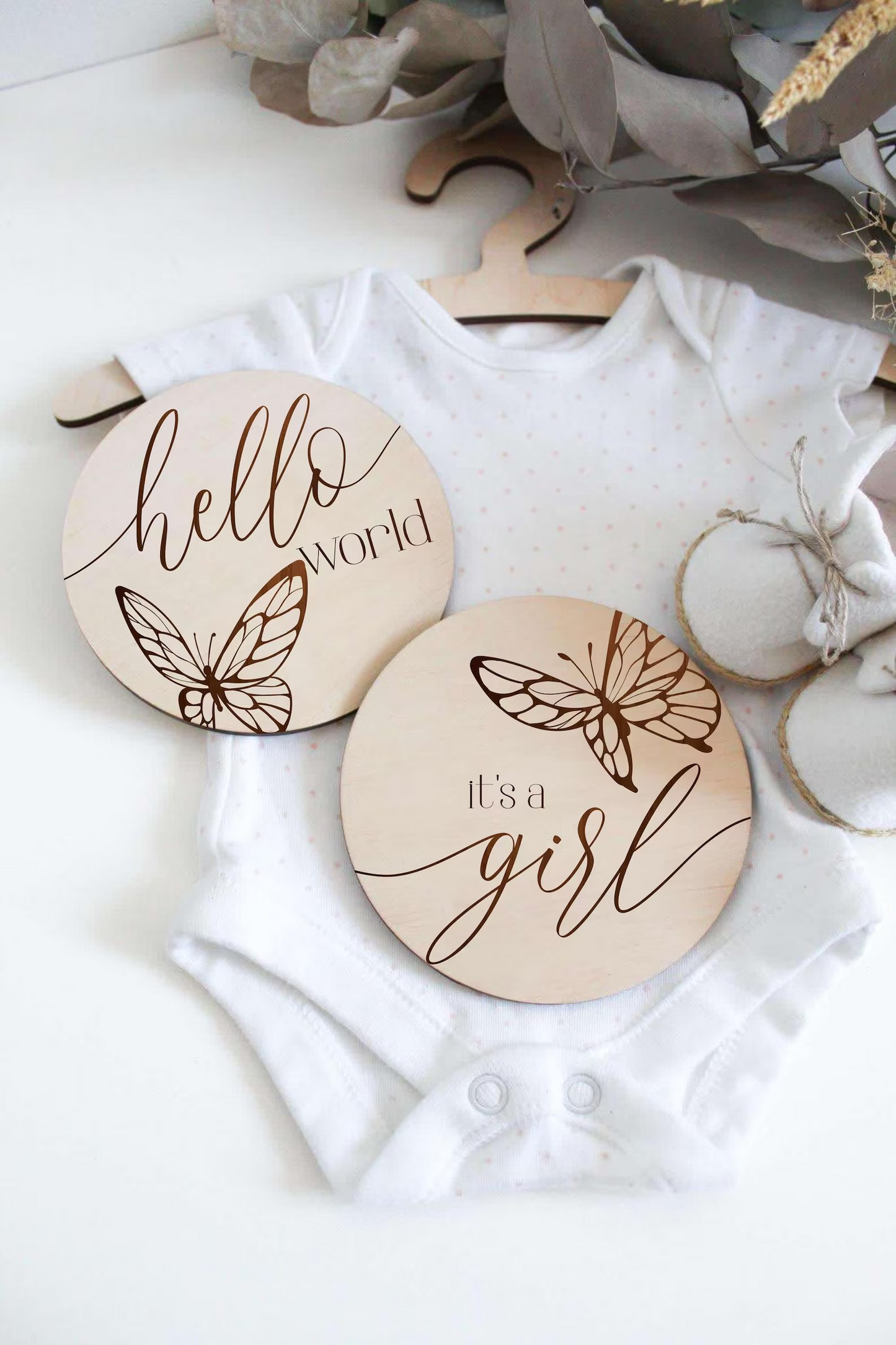 Butterfly Baby Milestone Discs – Wooden Monthly Milestone Markers