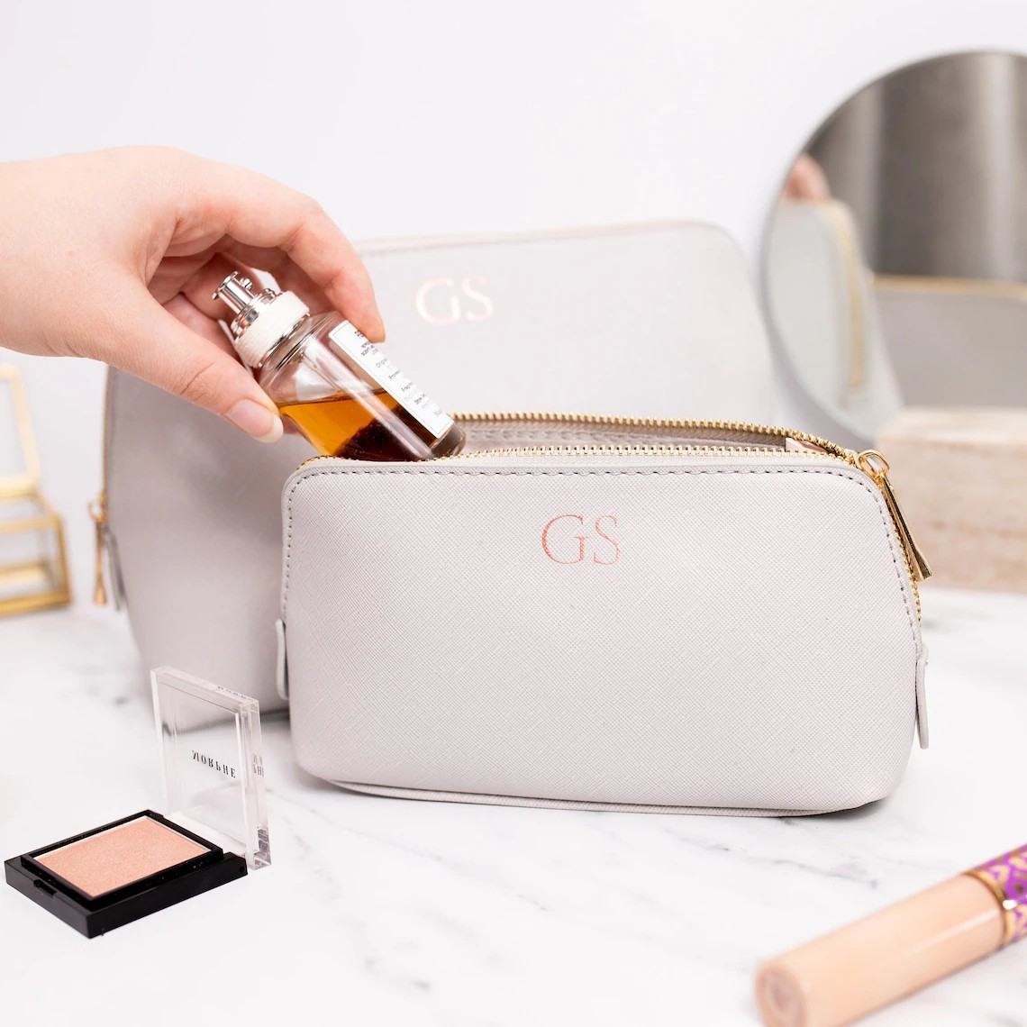 Personalised monogram cosmetic bag