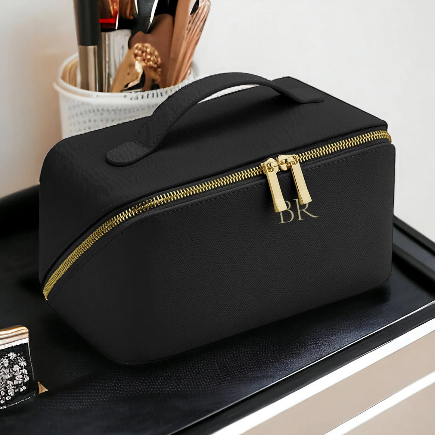 Personalised monogram cosmetic bag