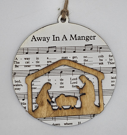 Wooden Music Sheet Christmas Story Ornaments