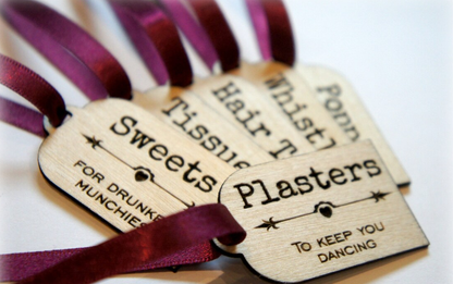 Wooden Bride Survival Kit Tags