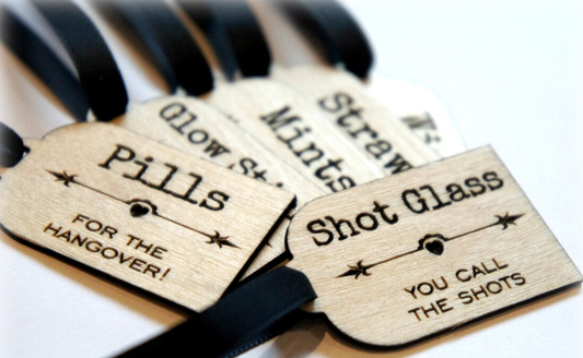 Wooden Bride Survival Kit Tags