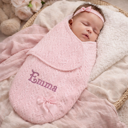 Personalised Newborn Swaddle Wrap – Soft Baby Cocoon Blanket with Name – New Baby Gift