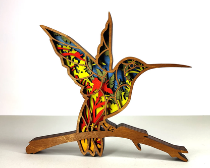 Laser Cut Humming Bird on a Branch