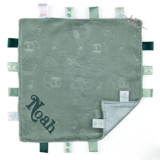Personalised Baby Comforter Blanket – Soft Sensory Taggie Lovey – Newborn Gift with Baby Name