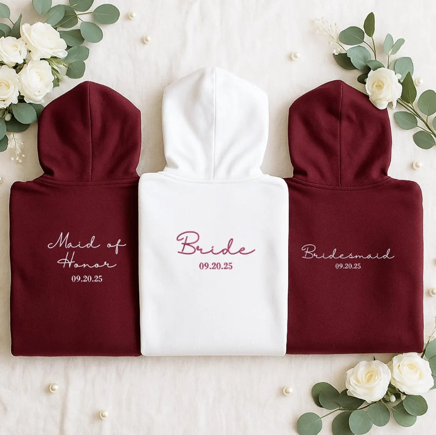 Personalised Bridal Zip Hoodie – Custom Name & Wedding Date