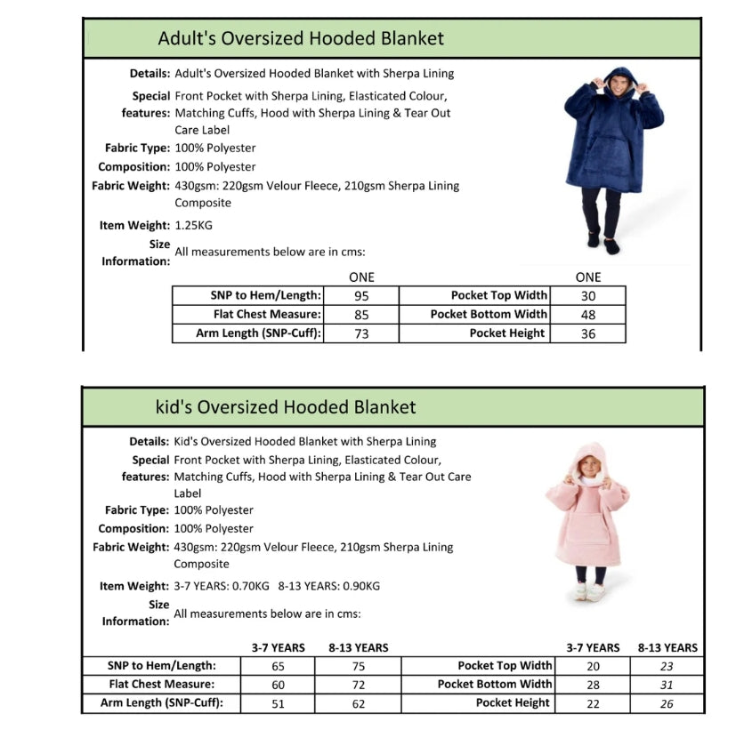 Christmas Personalised Adults & Children's Embroidered Oversized Hooded Sherpa Blanket