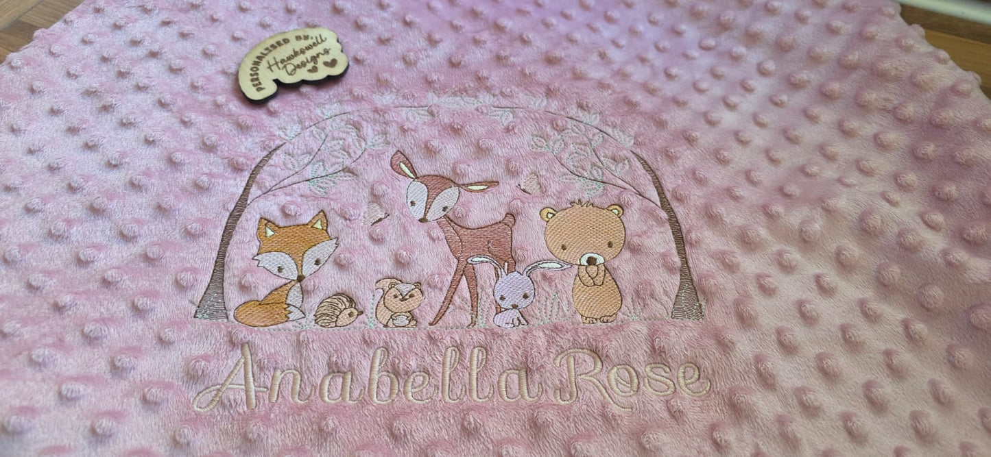 Personalised Baby Blanket – Woodland Animals Design