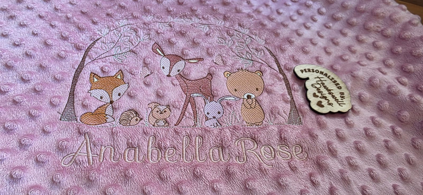 Personalised Baby Blanket – Woodland Animals Design