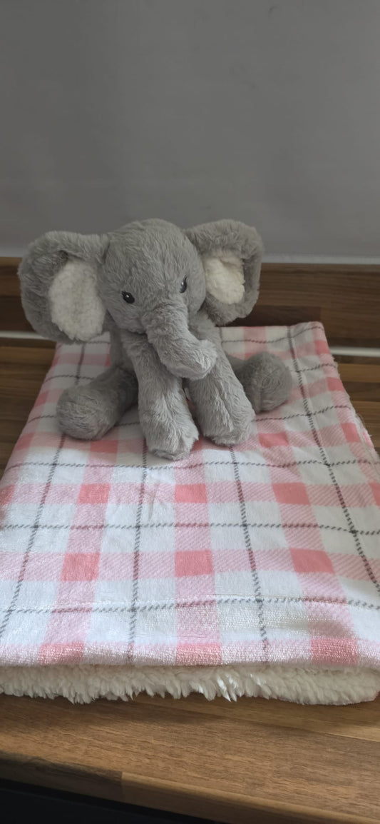 Elephant Teddy and Blanket Set