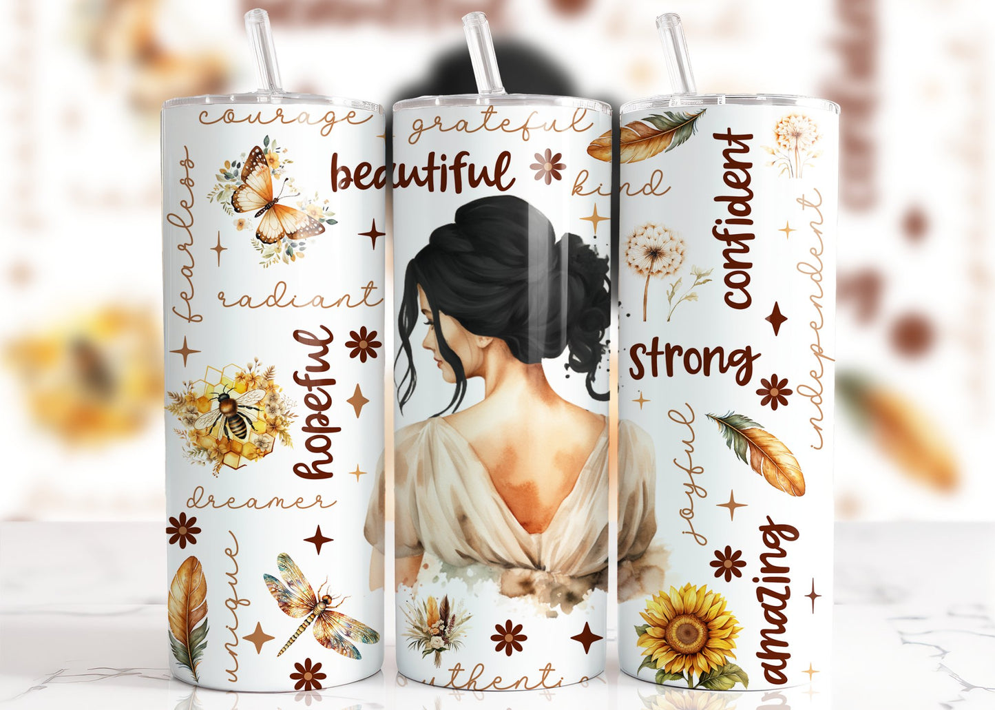 Affirmation Black Hair Tumbler - Hawkswell Designs