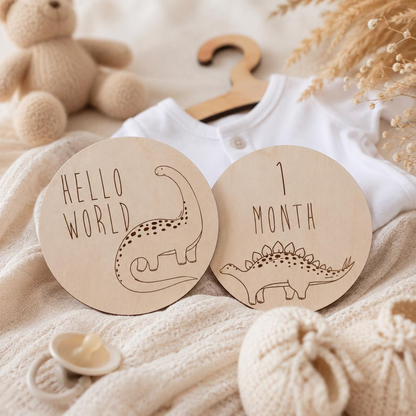 Dinosaur Baby Milestone Discs – Wooden Monthly Milestone Markers