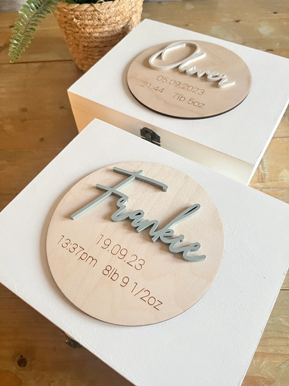 Personalised Baby Newborn Keepsake Memory Wooden Box