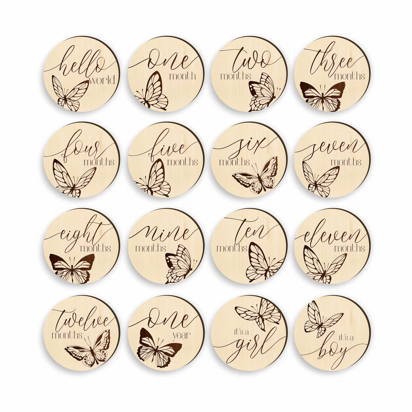 Butterfly Baby Milestone Discs – Wooden Monthly Milestone Markers