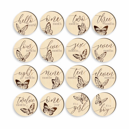 Butterfly Baby Milestone Discs – Wooden Monthly Milestone Markers
