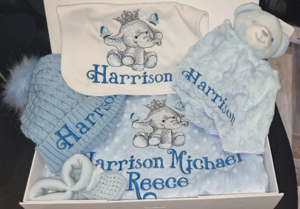 Personalised Embroidered Baby Gift Box