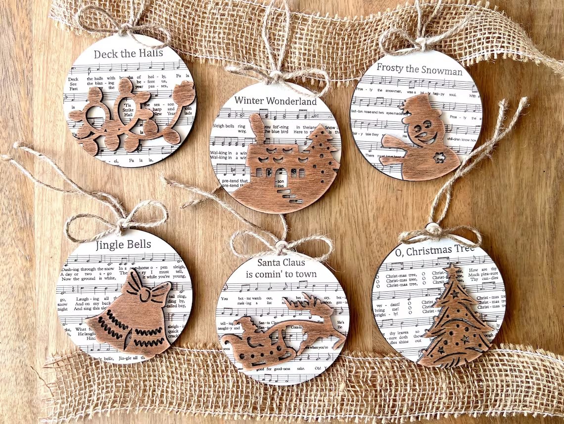 Christmas song ornaments - Hawkswell Designs