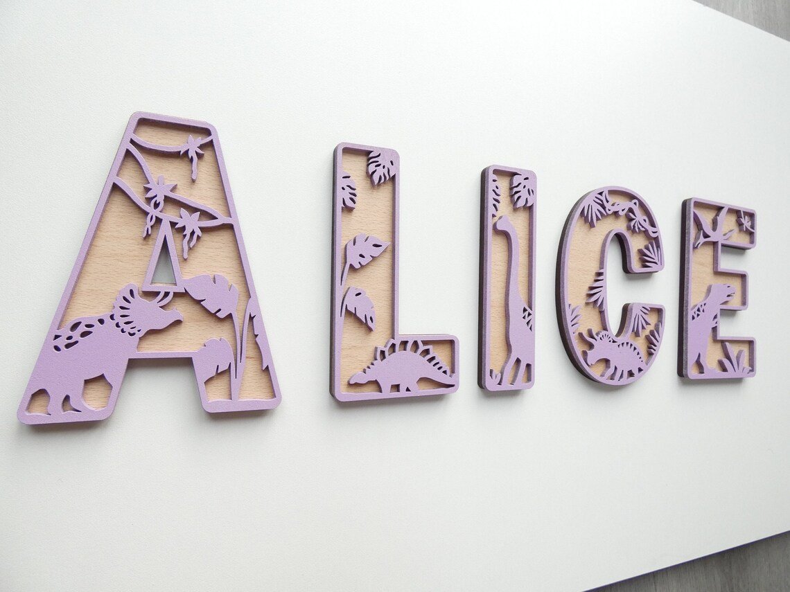 Dinosaur Themed Wooden Letters - Hawkswell Designs