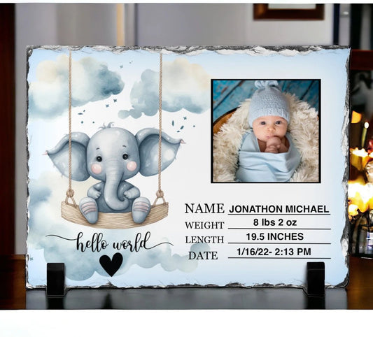 Elephant New Baby Photo Slate - Hawkswell Designs