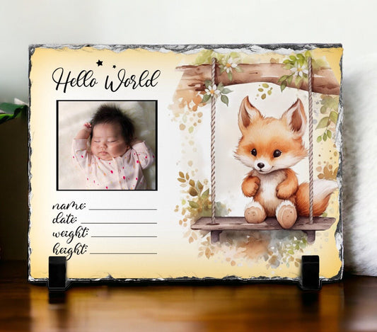 Fox New Baby Photo Slate - Hawkswell Designs