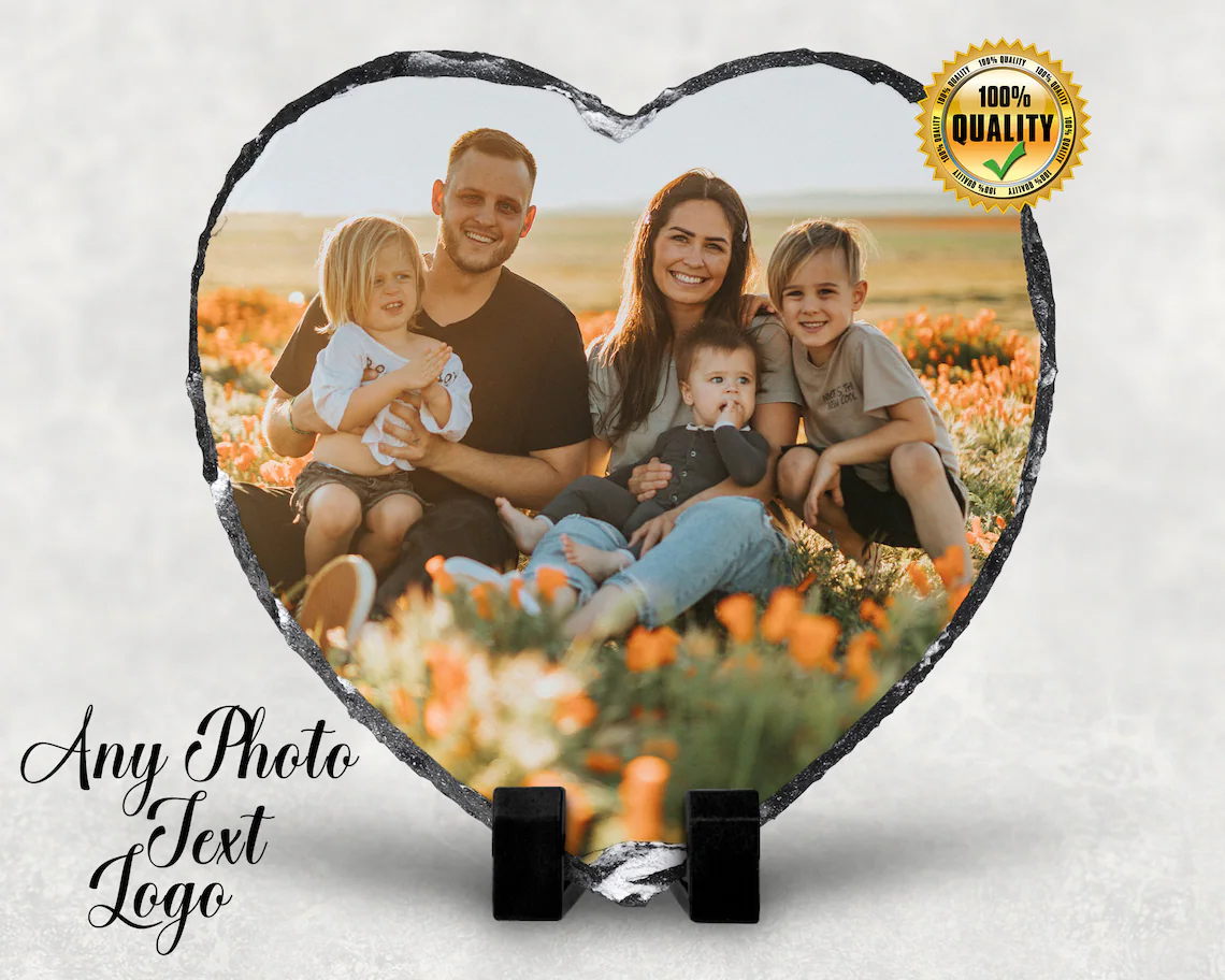 Small Photo Slate Heart Shape Slate Photo Gift