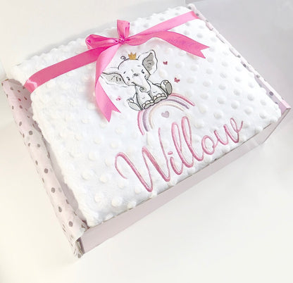 Personalised rainbow baby blanket