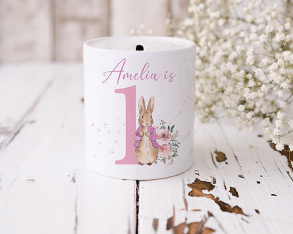 Personalised Pink Bunny money box