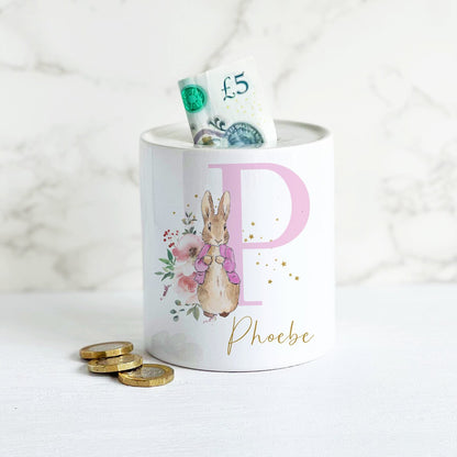 Personalised Pink Bunny Rabbit money box