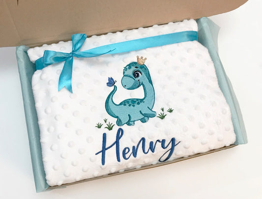 Personalised dinosaur baby blanket