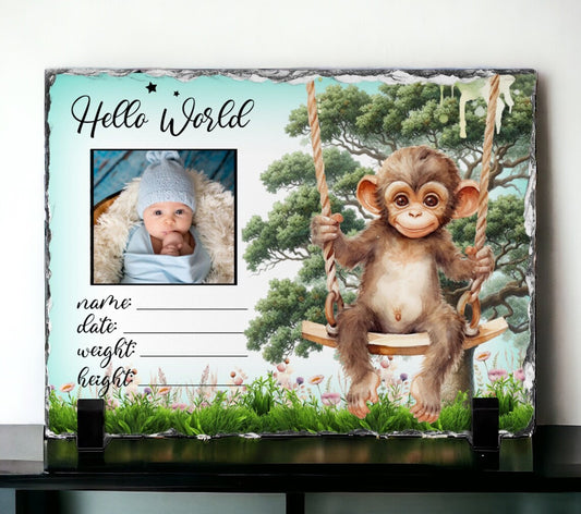 Monkey New Baby Photo Slate