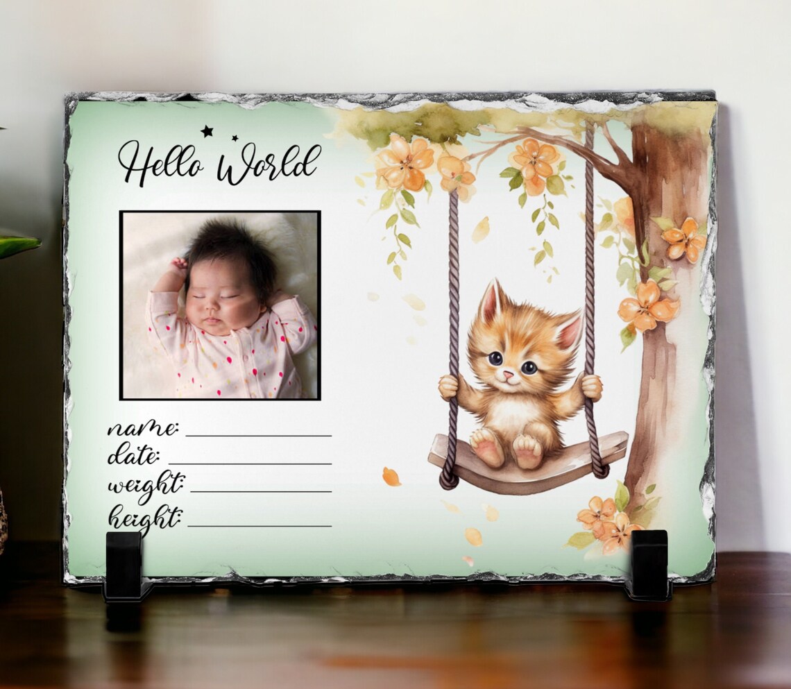 Kitten New Baby Photo Slate