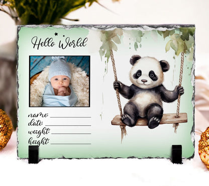 Panda New Baby Photo Slate