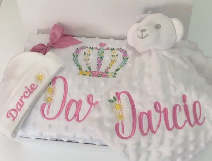 Personalised embroidered baby blanket