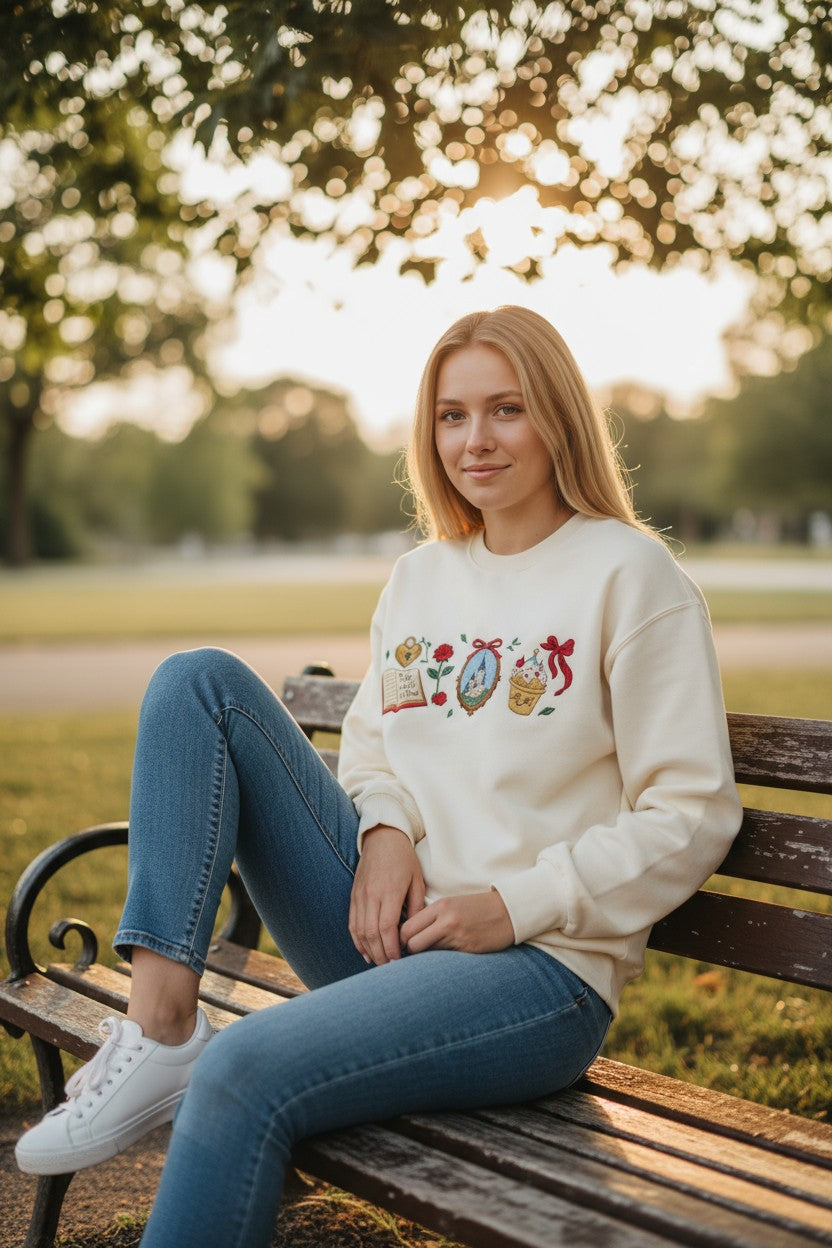 ✨ “Tale as Old as Time” Embroidered Sweatshirt ✨