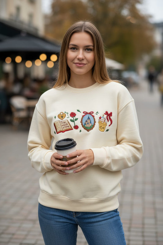 ✨ “Tale as Old as Time” Embroidered Sweatshirt ✨
