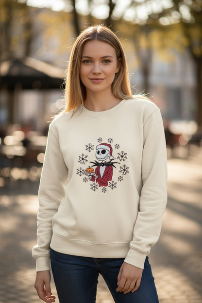 Jack Skellington Christmas Embroidered Sweatshirt | Nightmare Before Christmas Sweater | Halloween Christmas Gift | Cosy Holiday Pullover