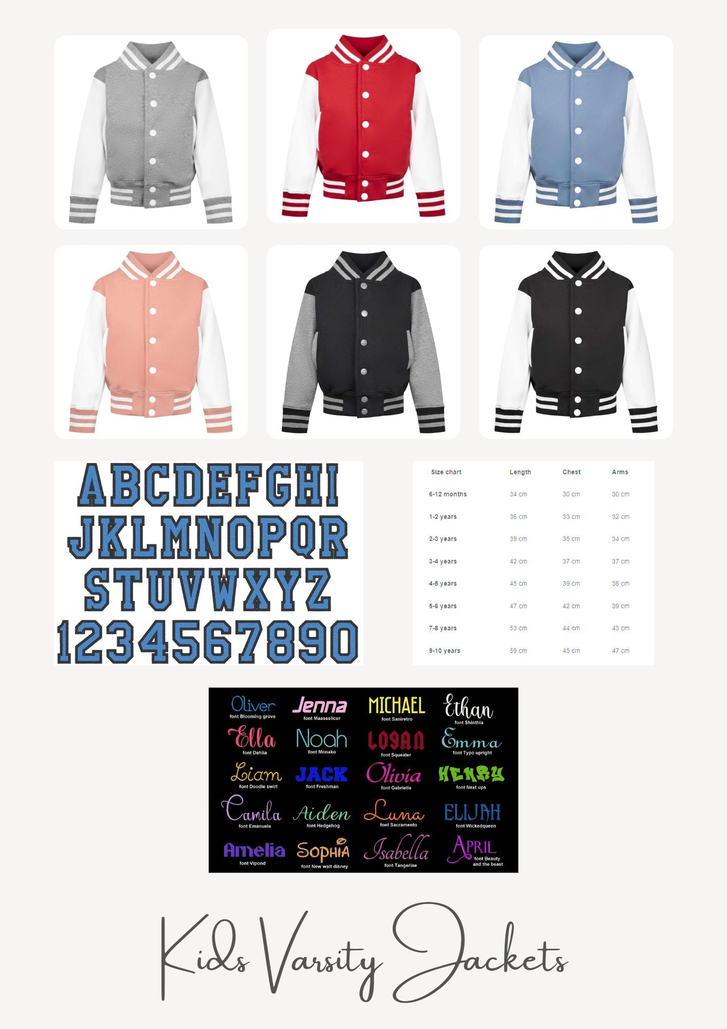 Personalised Embroidered Varsity Jacket for Kids