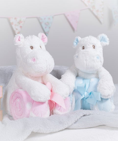 Personalised Hippo Soft Toy with Blanket